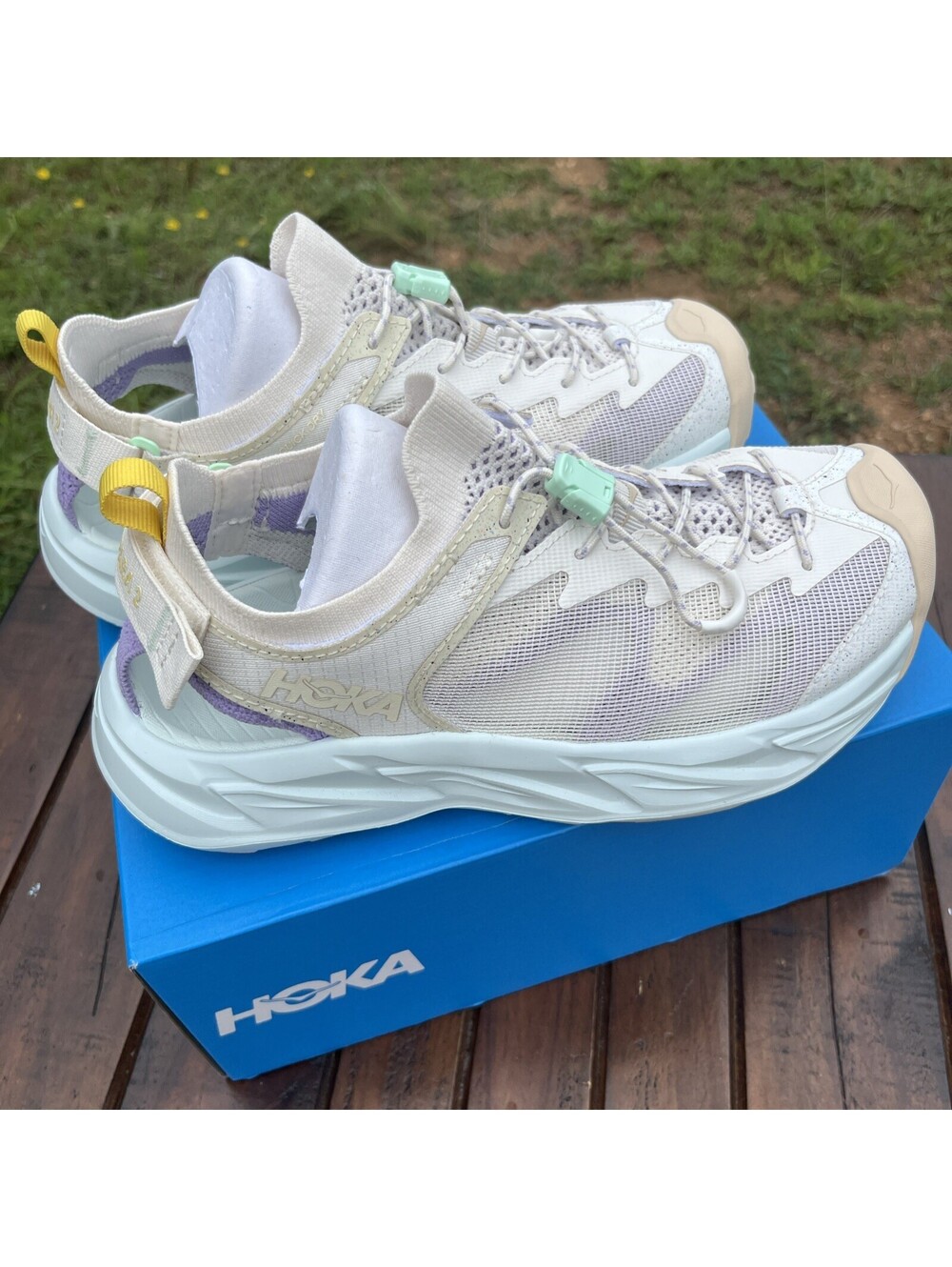 HOKA Women's Hopara 2 Hiking Sandals Size 8 B - Alabaster/Snow Melt $140 MSRP - Picture 3 of 8